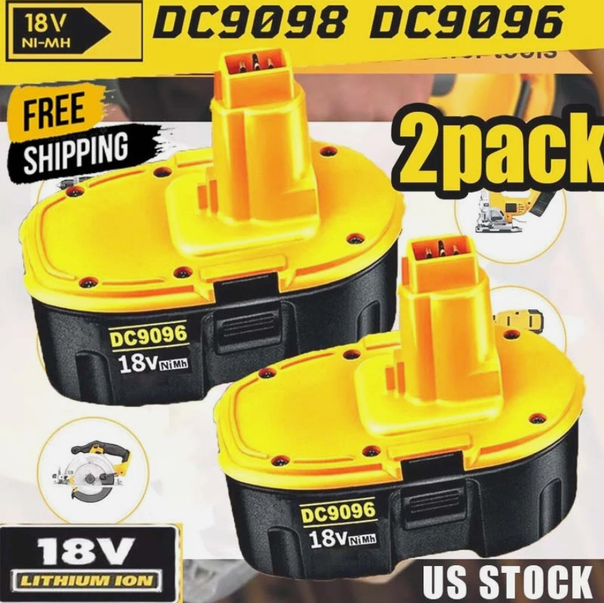 2 PACK 18V for 18 VOLT DC9096 DC9098 Ni-MH Battery DW9096 NEW Replacement