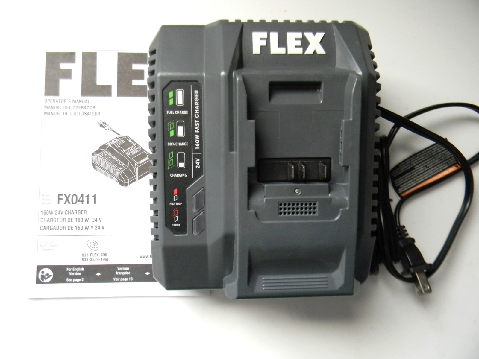 NEW Genuine FLEX FX0411 24V 24Volt 160W Fast Rapid Quick Battery Charger