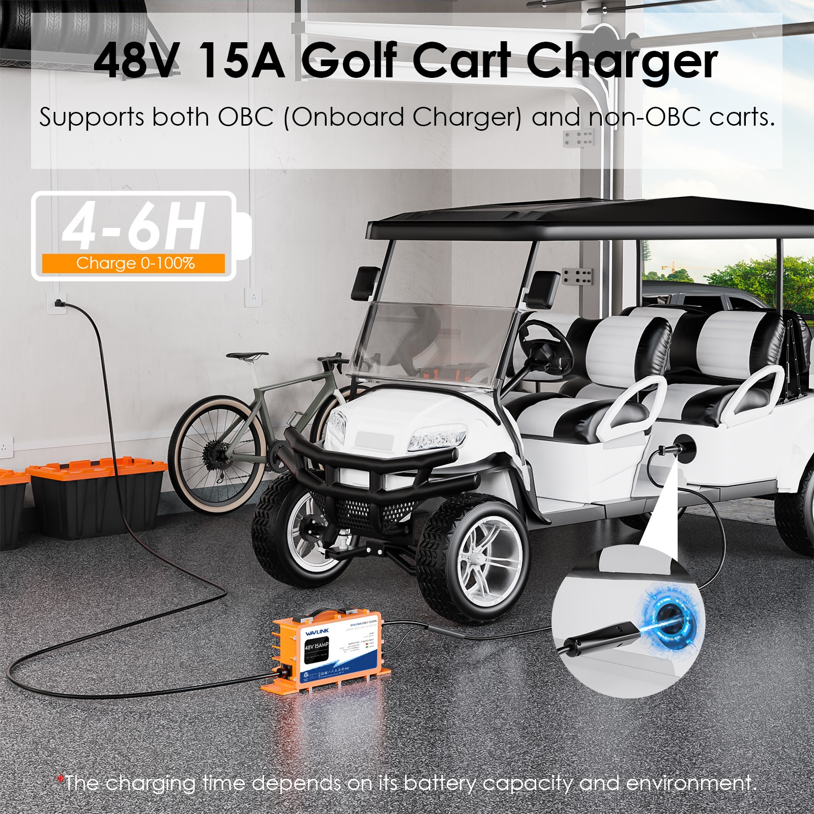 WAVLINK 48v Golf Cart Charger Smart Charging For Long Battery Life Multi-stage