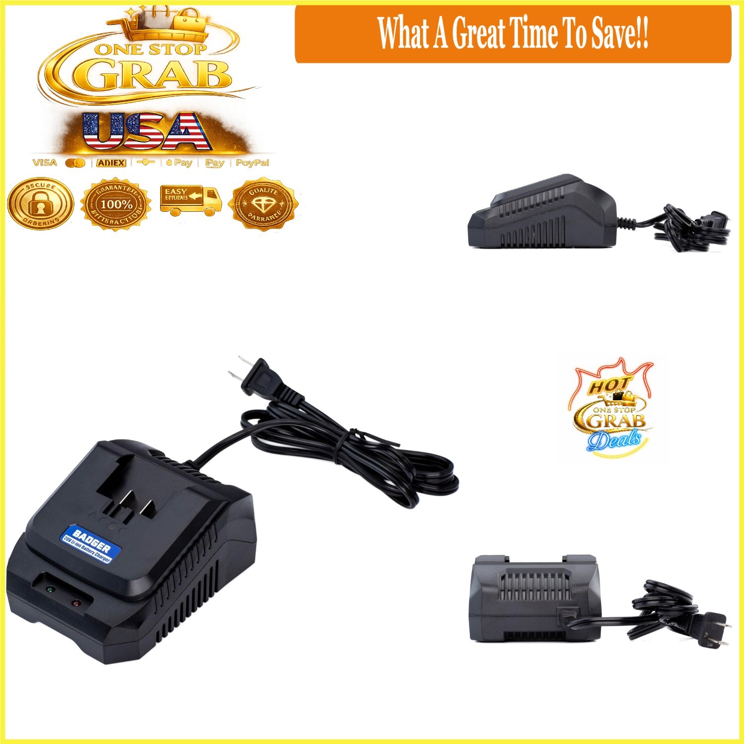 20V 2A Fast Charger Cord for String Trimmer Leaf Blower Lawn Mower Black