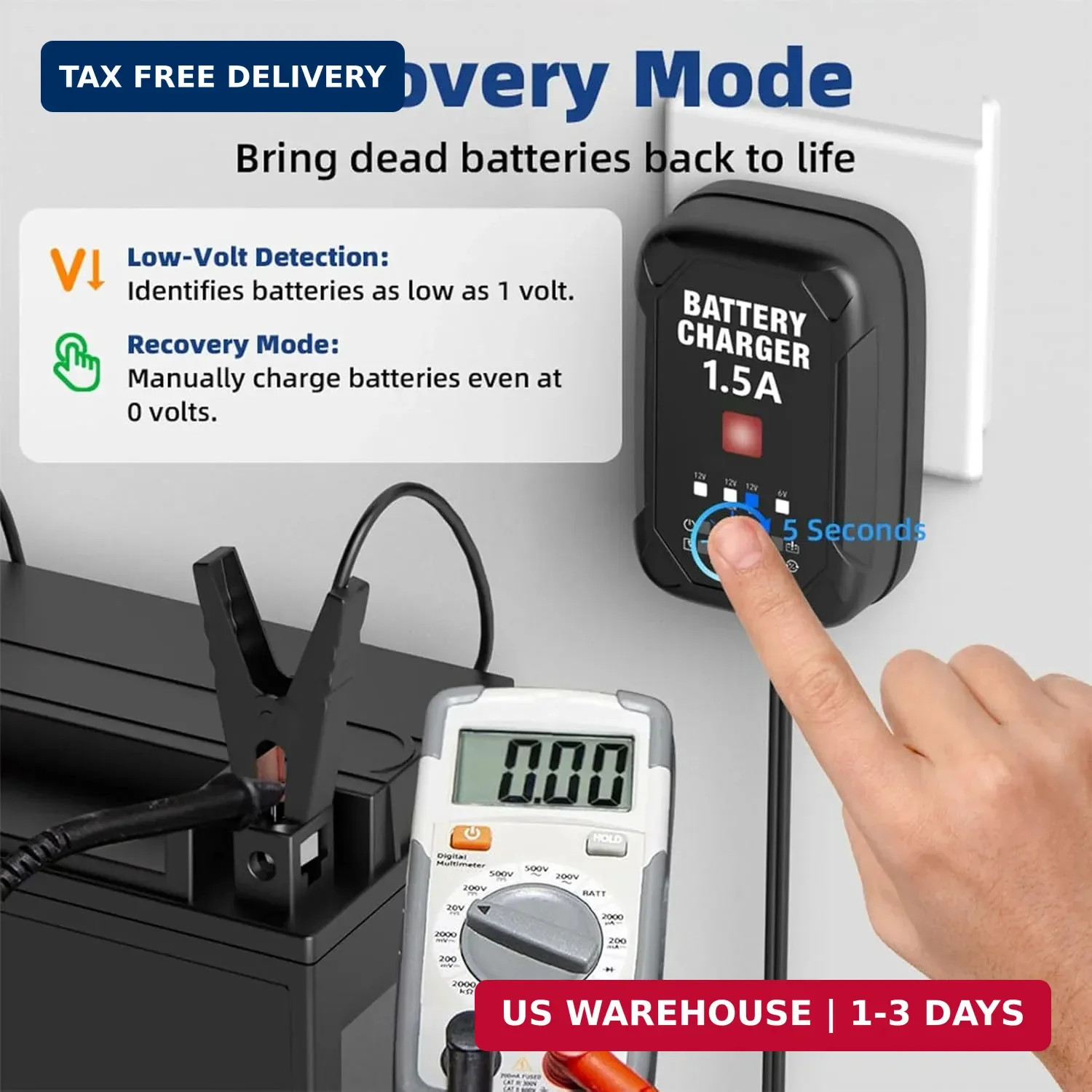 1.5A 6V 12V Car Battery Charger Automatic Maintainer Desulfator AGM GEL LiFePO4