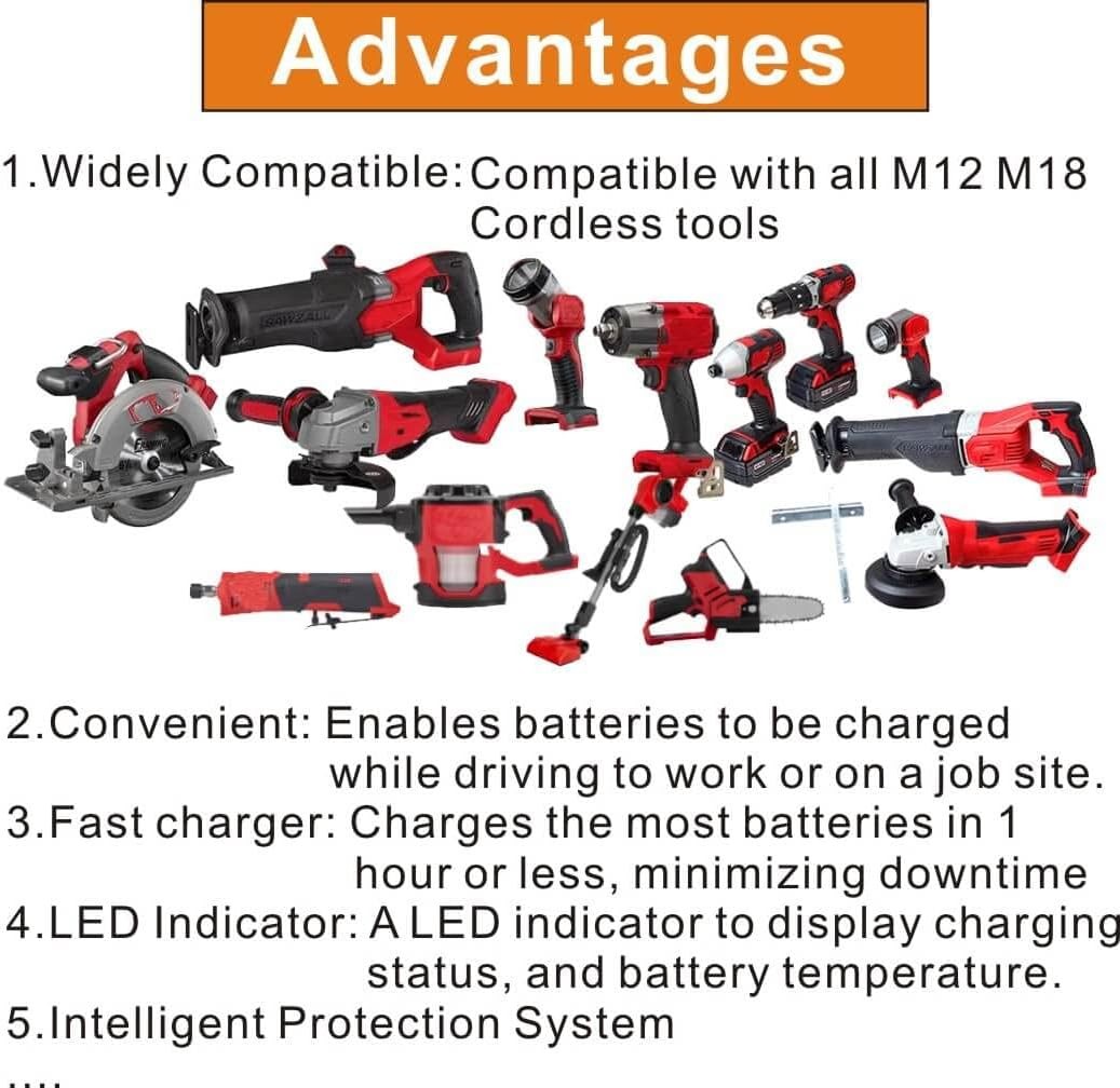 Compaitble with Milwaukee 48-59-1810 Lithium Ion Vehicle Charger,Car Battery Cha