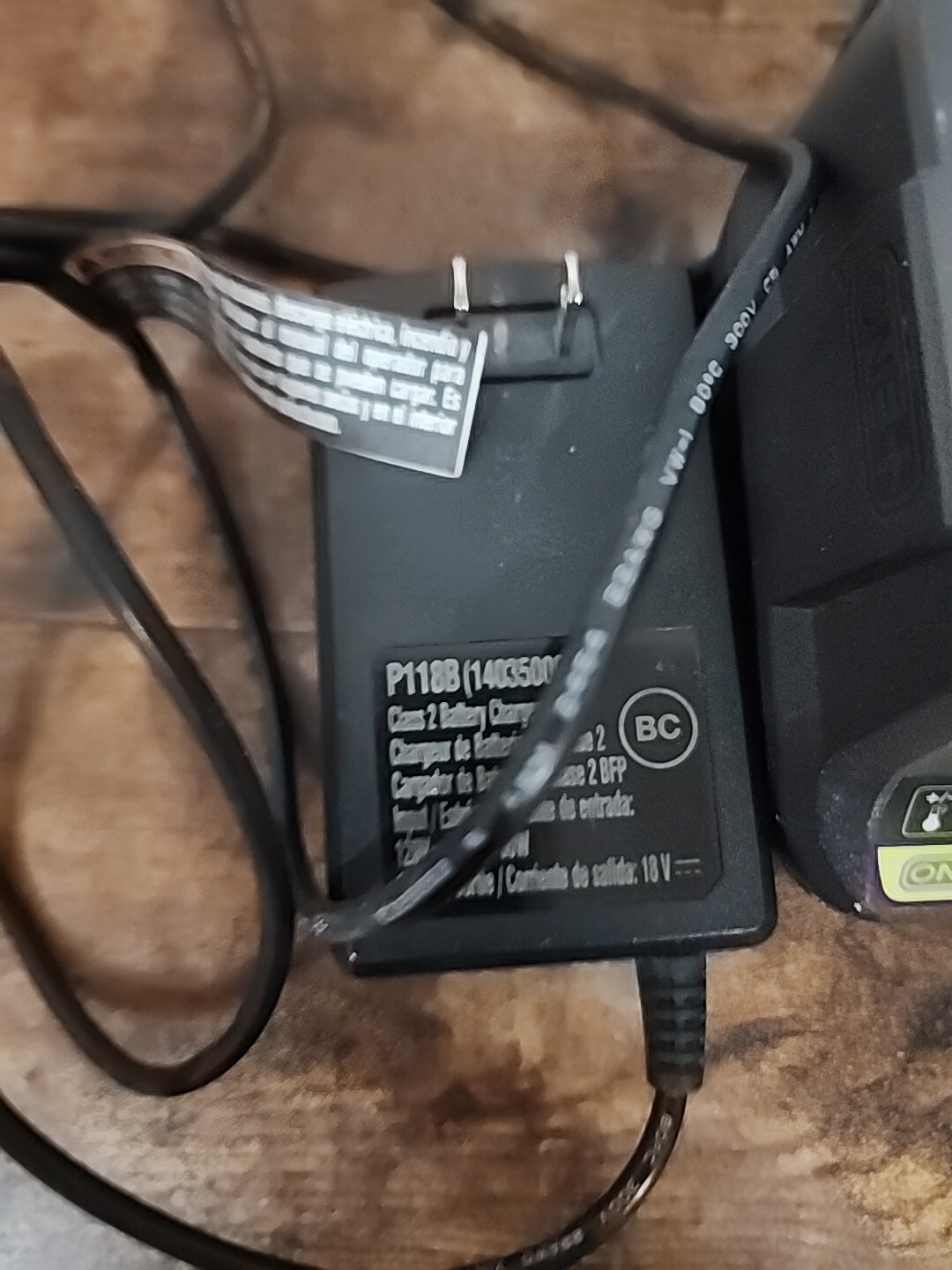 Ryobi One P118B 18V Lithium Ion Battery Charger