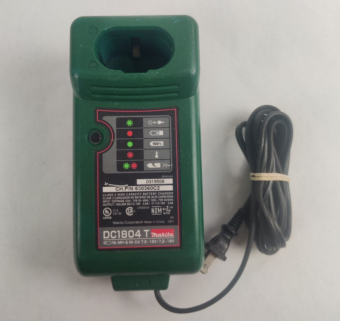 Genuine Makita DC1804T 7.2V-18V Ni-Mh Ni-Cd Battery Charger Tested