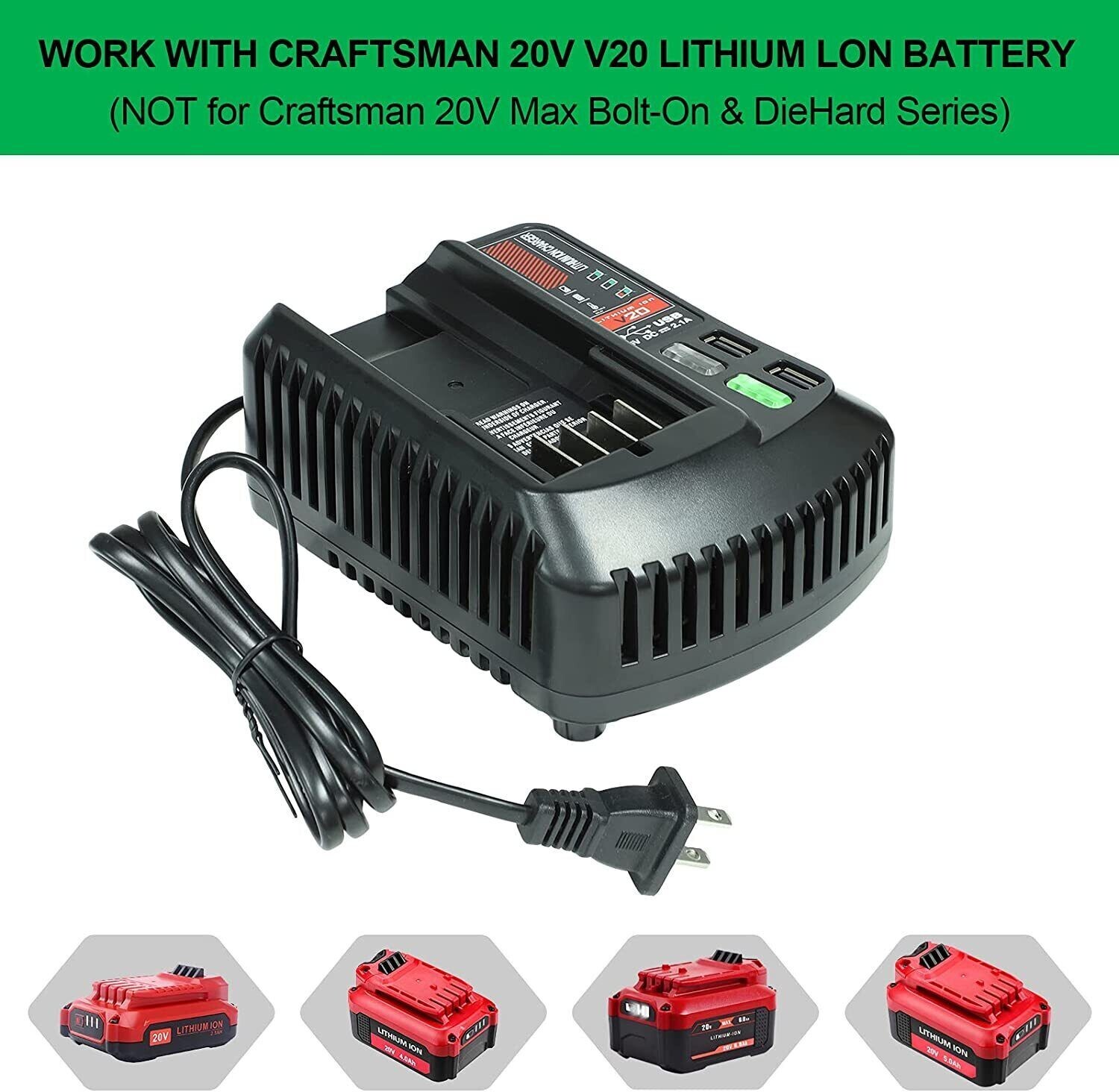 1/2PACK For Craftsman V20 20 Volt MAX Li-ion Battery CMCB204 CMCB202 CMCB201