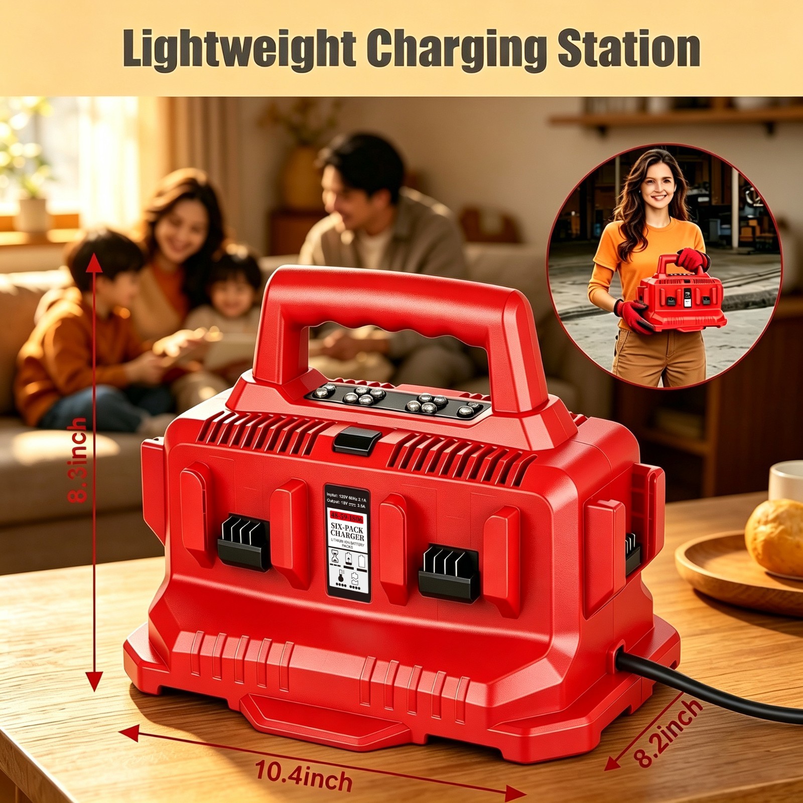 3.5A 6-Port Sequential Fast Charger Compatible with Milwaukee M18 48-59-1806