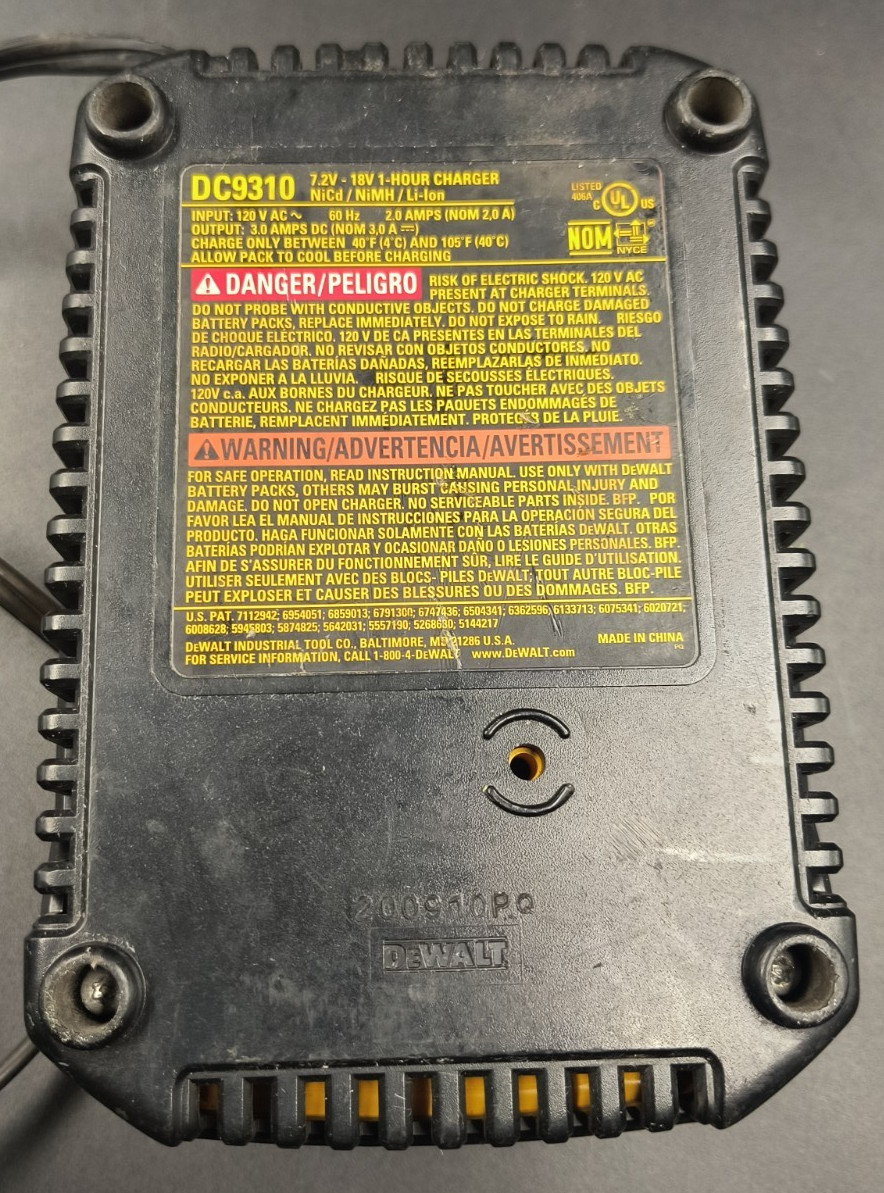Dewalt Tool Battery Charger DC9310 Yellow For 7.2 To 18v Batteries Speed Charger