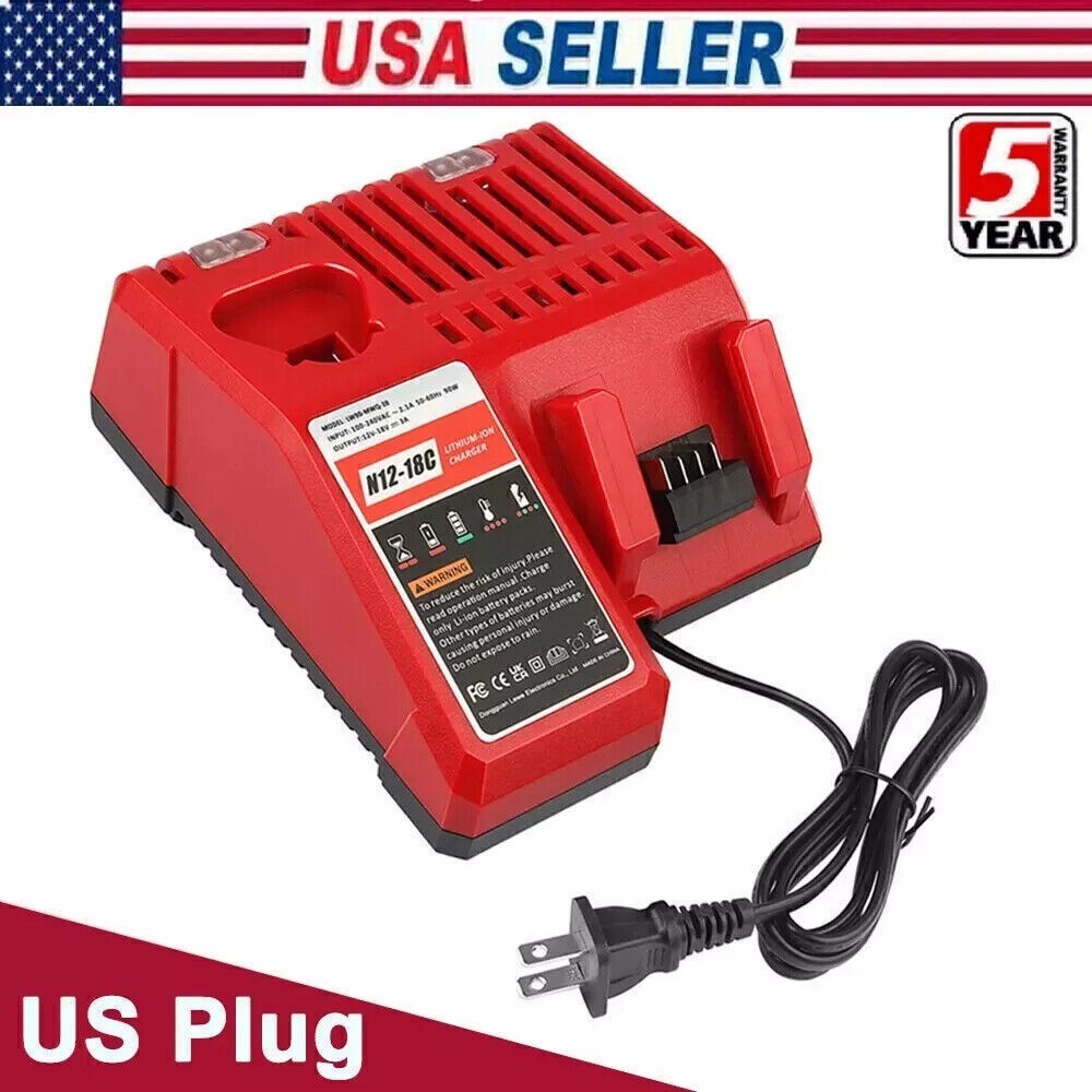 Charger For Milwaukee for M18 18V Battery Lithium 48-59-1812 1860 48-11-1860