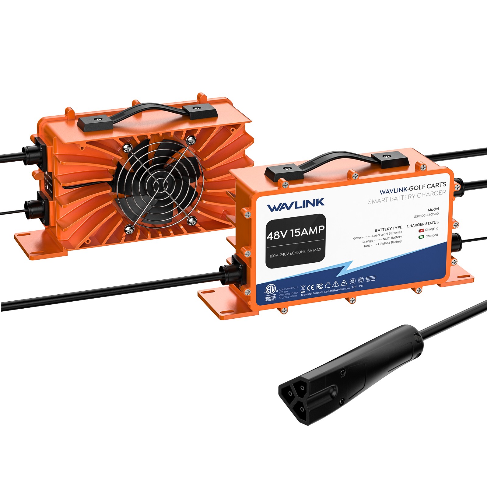WAVLINK 48v Golf Cart Charger Smart Charging For Long Battery Life Multi-stage