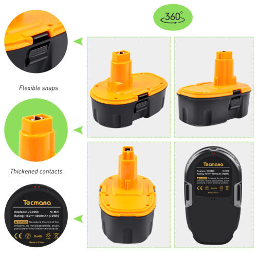 2 PACK 18V For Dewalt 18 VOLT XRP DC9096 DC9098 NiMh Battery DC9099 NEW 4.8 PACK