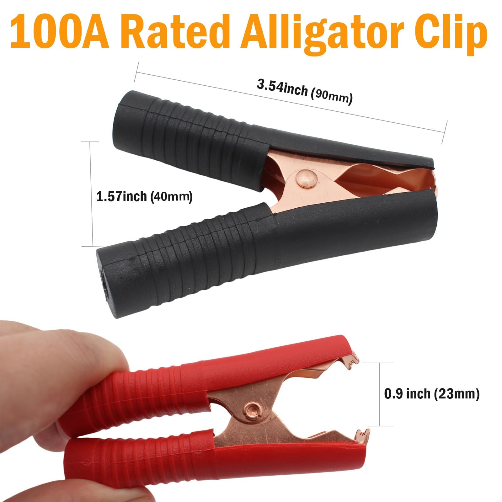 Insulated Alligator Clips 4-Pack, Jumper Cables Clamp 100A for Charging Red