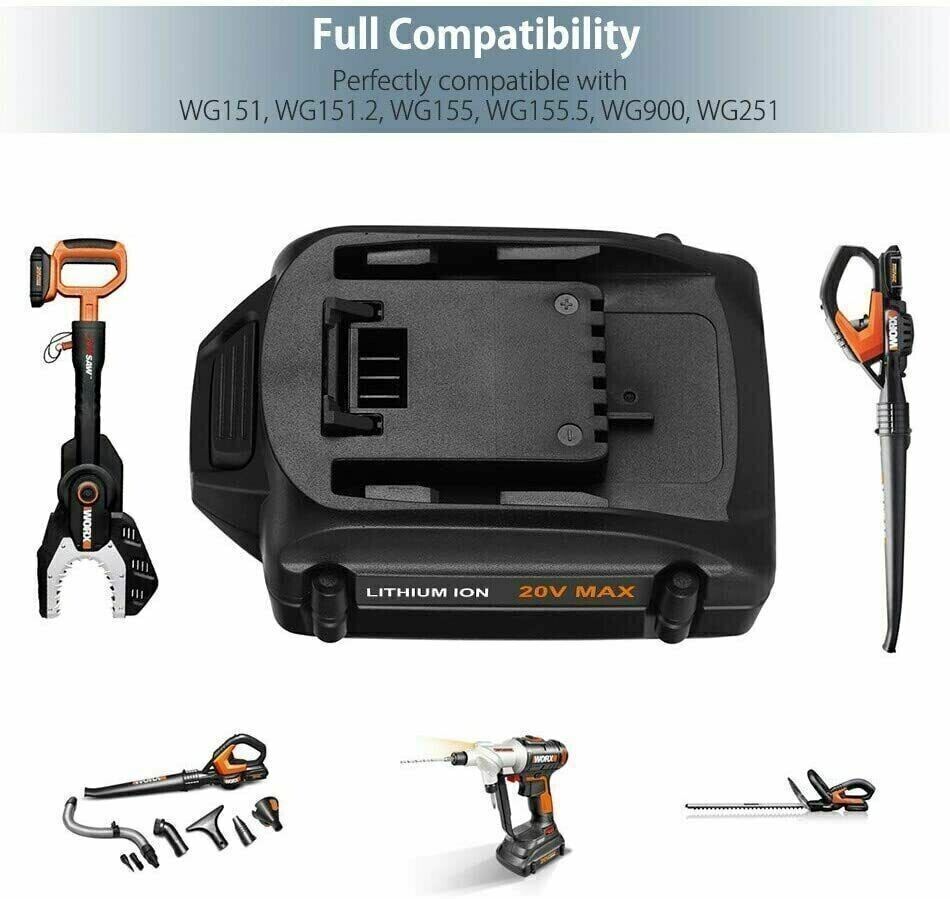 1~4Pcs For WORX 20V MAX Extend Lithium Battery WA3520 WA3525 WA3575 WG155 WG540