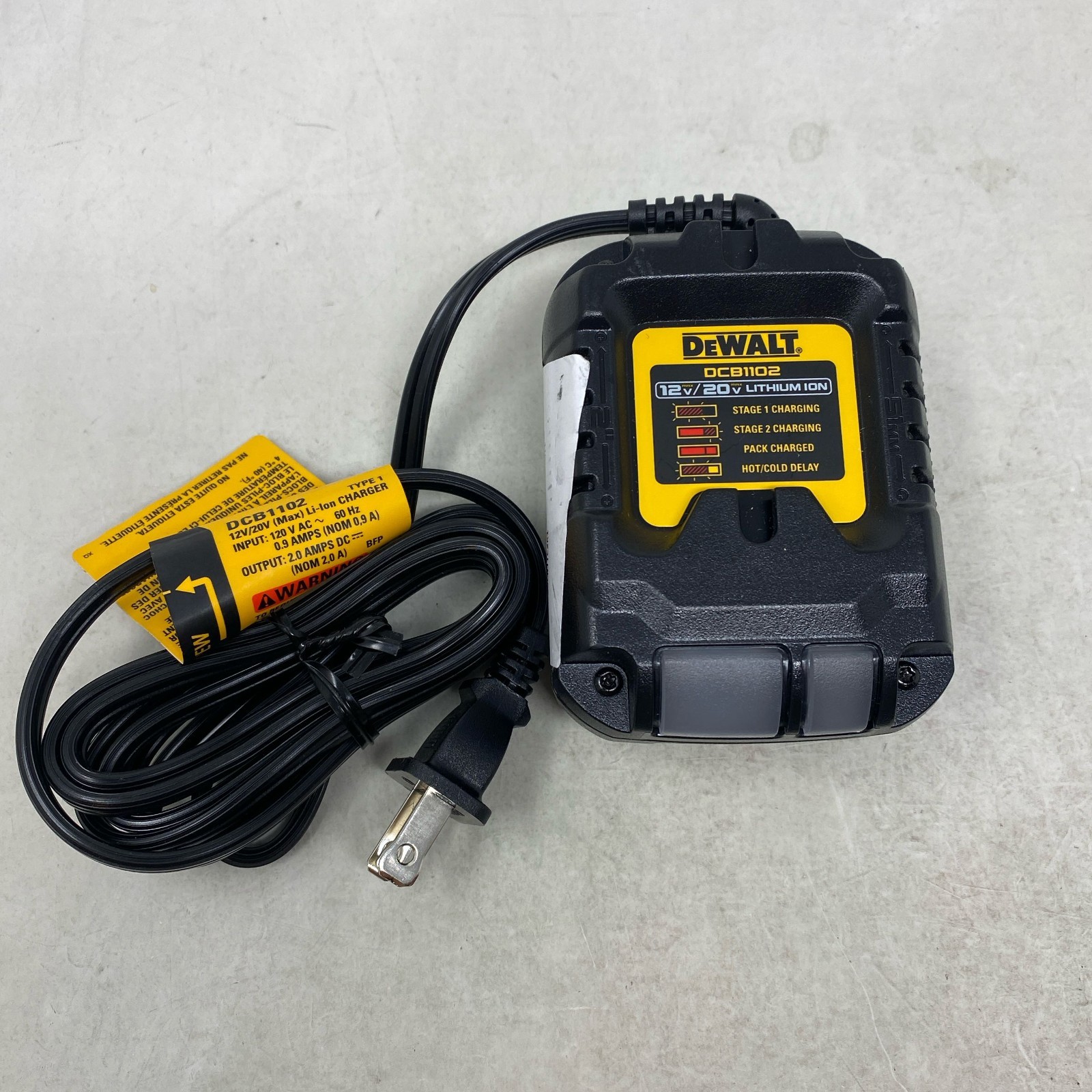 DEWALT DCB1102 12V/20V 2A Multi-Volt Charger, Black/Yellow