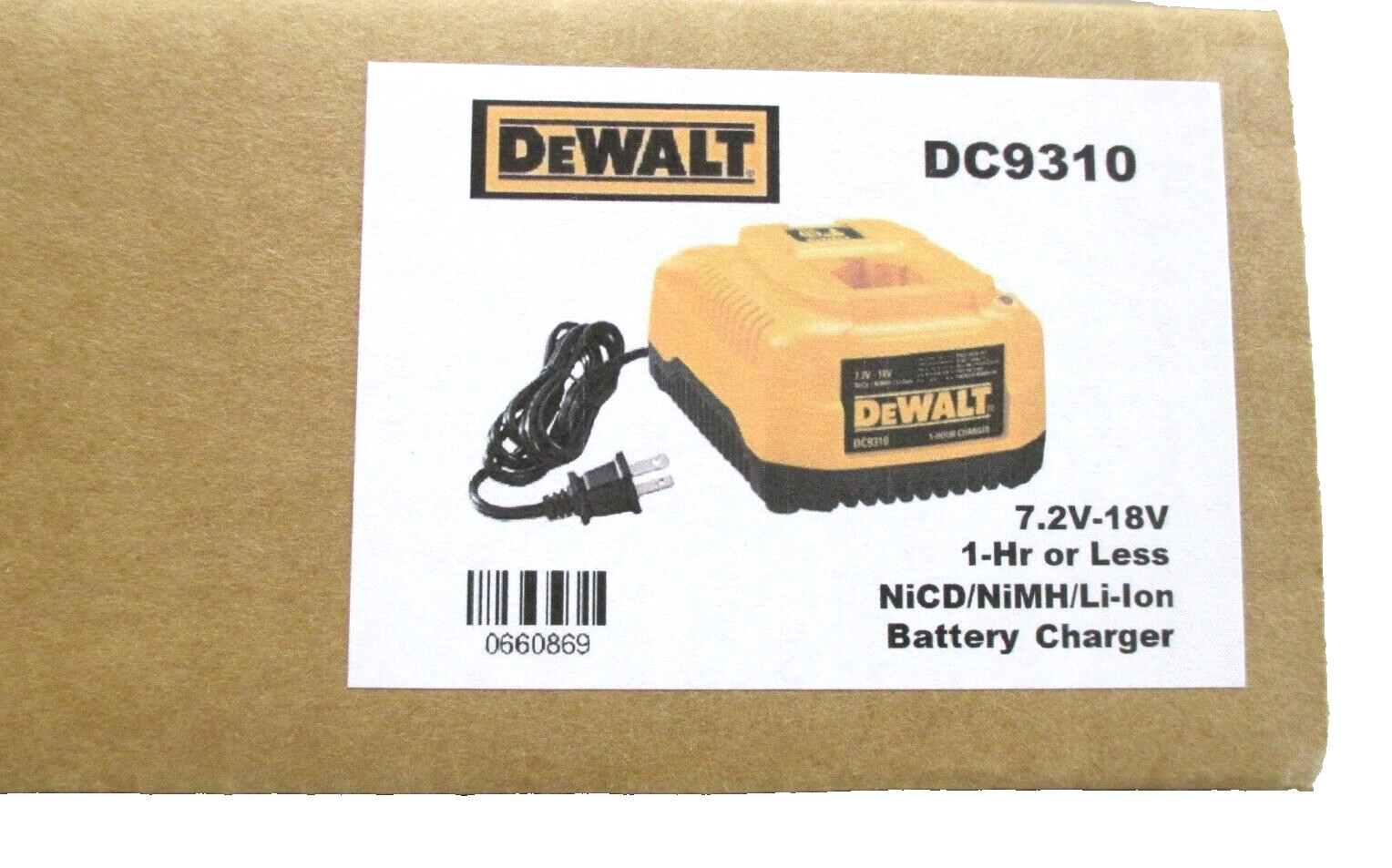 DeWalt OEM DC9310 7.2V~18V Fast Battery Charger NiCd/NiMh/Li-Ion **NEW IN BOX**