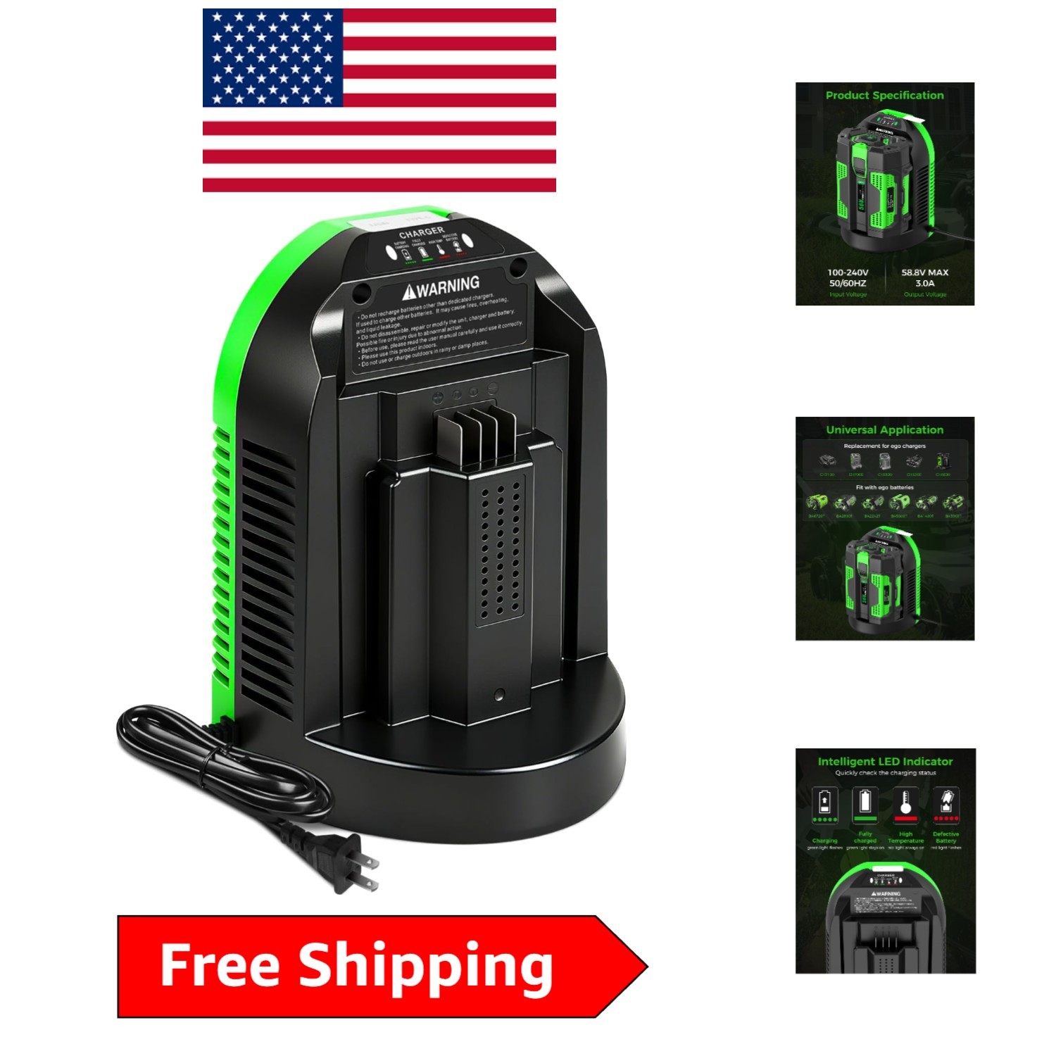 High-Performance EGO 56V Battery Charger Replacement with Type-C & USB Options
