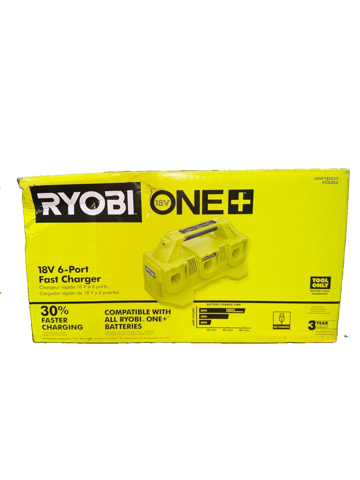 Ryobi ONE+ 18V 6-Port Fast Charger – PCG006