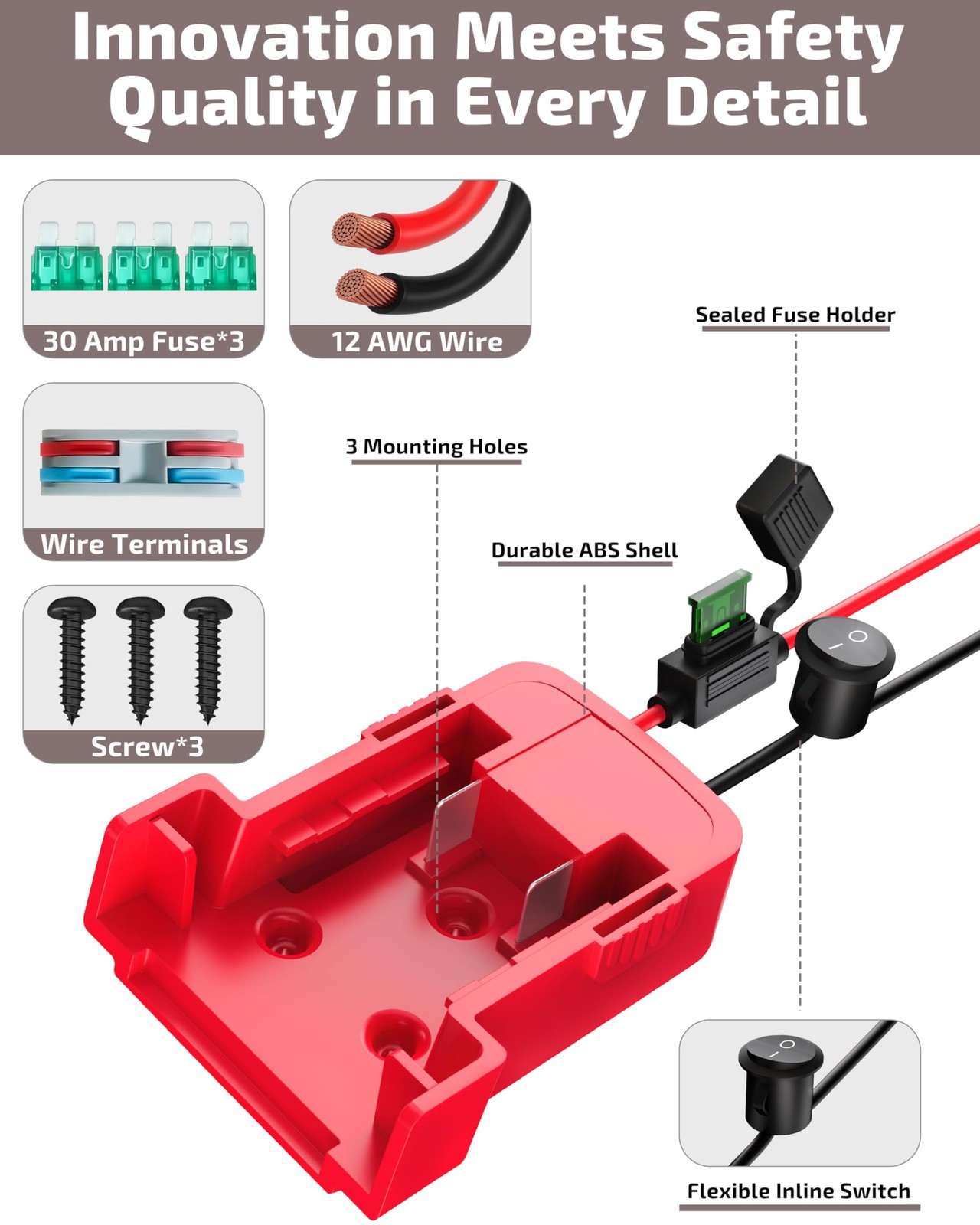 1-Pack 18V for Milwaukee M18 Battery Adapter with Switch, Red