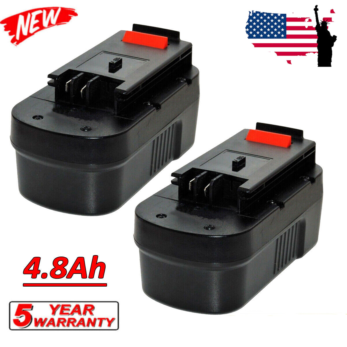 2-Pack 18 Volt for Black and Decker HPB18 18V 4.8Ah Battery HPB18-OPE 244760-00
