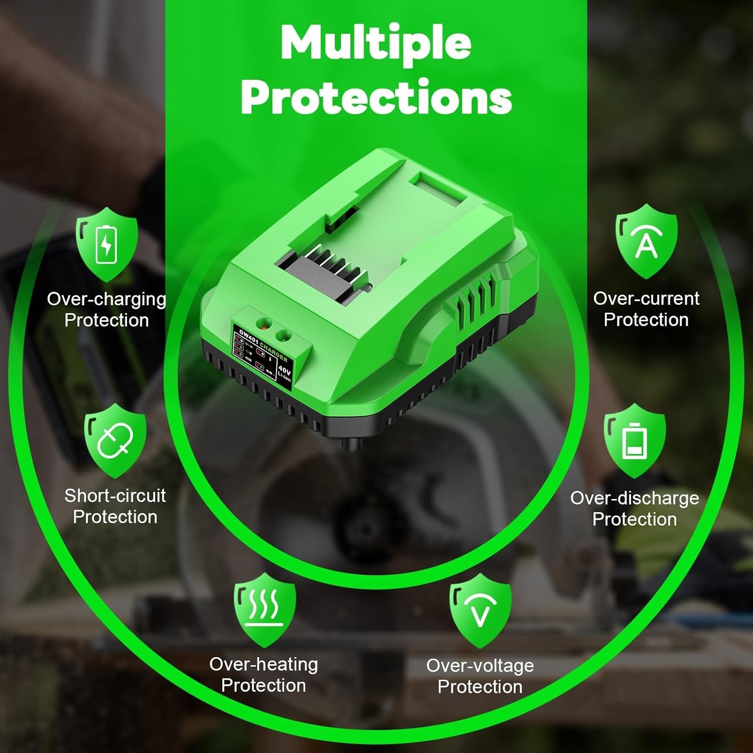 Efficient 40V Charger Replacement for Greenworks Power Tools – Safe & Reliable