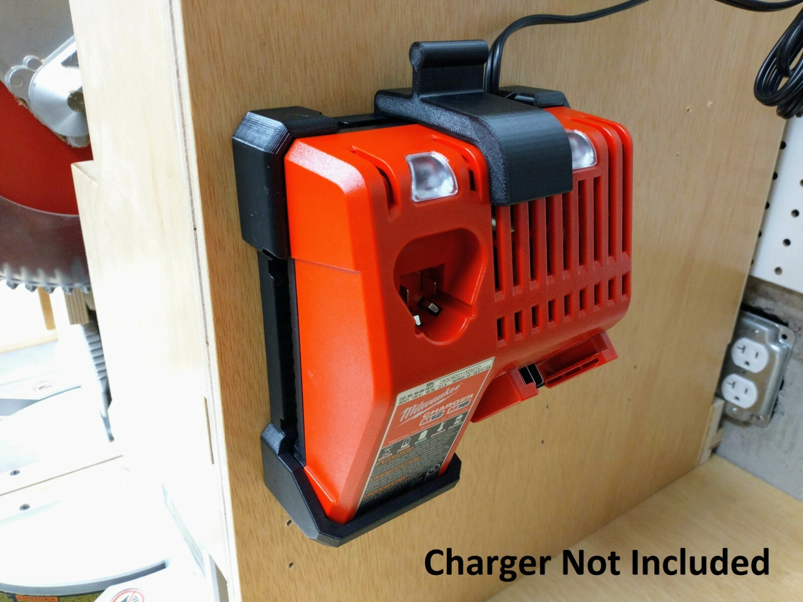 Wall Mount for Milwaukee M12 & M18 Charger (#48-59-1812, 48-59-1808, 48-59-1810)
