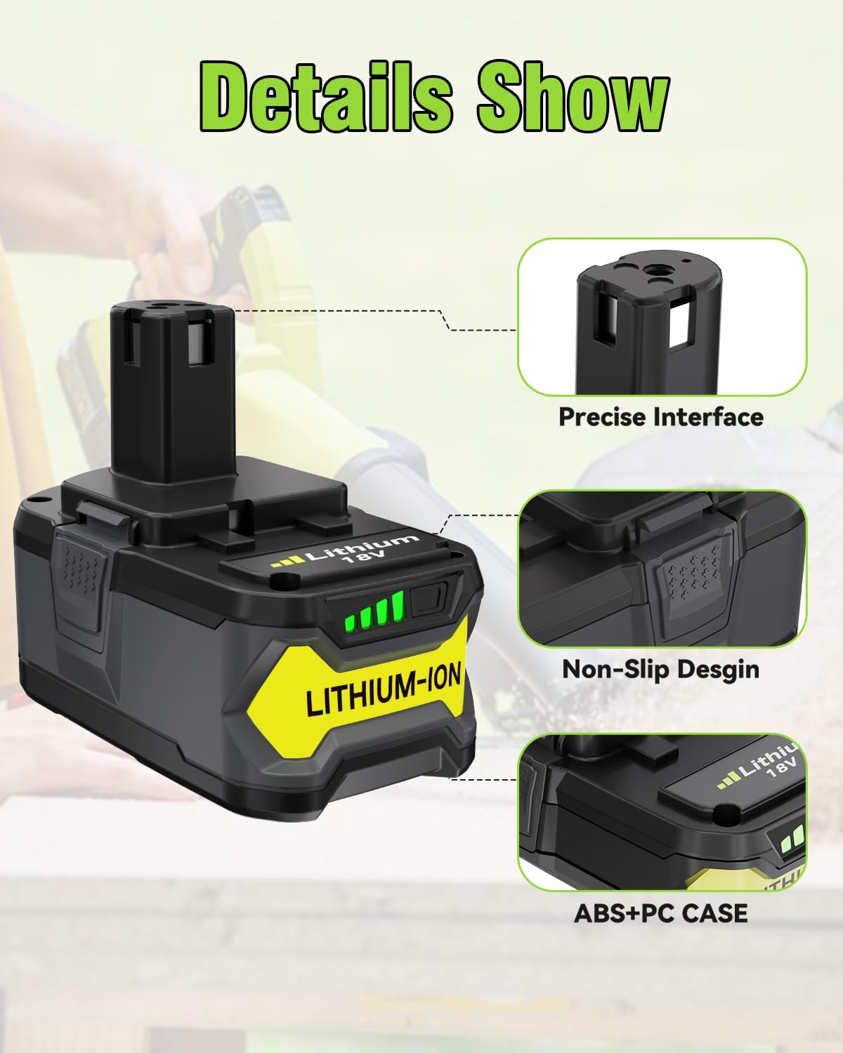 Upgraded 2Pack 8.0Ah Replacement for Ryobi 18V Battery and P117 3Pack, Black