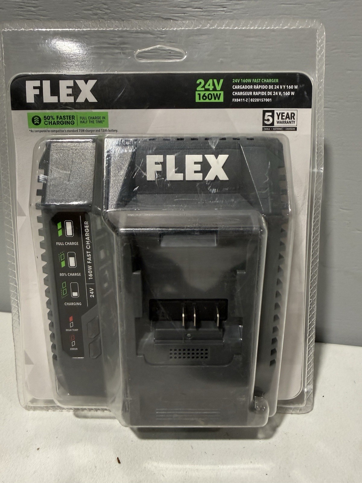 FLEX 24 -Volt 160W Lithium-ion Battery Fast Charger – Model #FX0411-Z – NEW!
