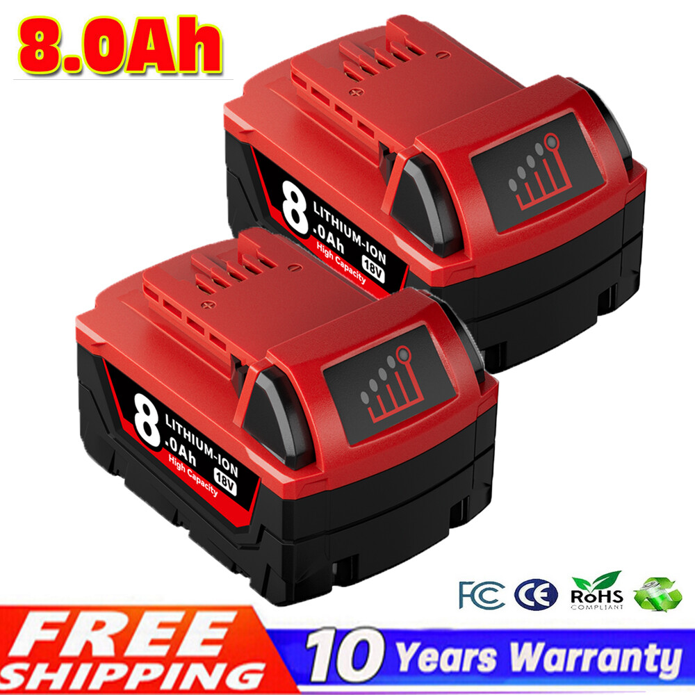 (Hot) 2X 8.0AH NEW For M18 Lithium ion 18V Extended Capacity Battery 48-11-1860