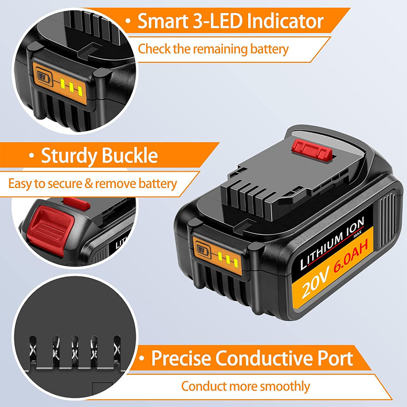 2PACK Battery pack for DeWalt 20V 20 Volt 6.0AH MAX XR DCB206-2 DCB205-2