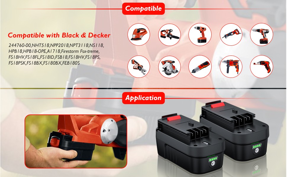 18V for Black and Decker HPB18 18Volt 8000mAh Battery PACK HPB18-OPE 244760-00