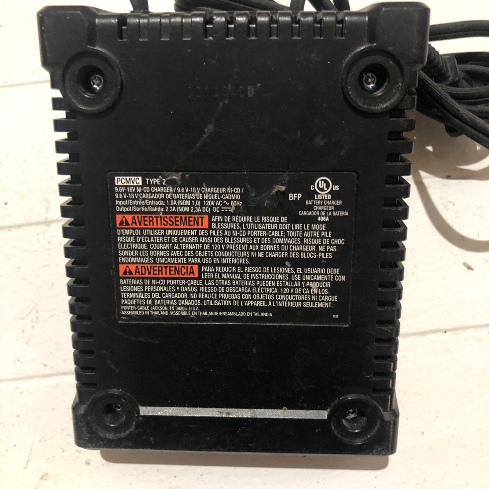 Porter Cable Battery Charger PCMVC Type 2 9.6 -18V NICD