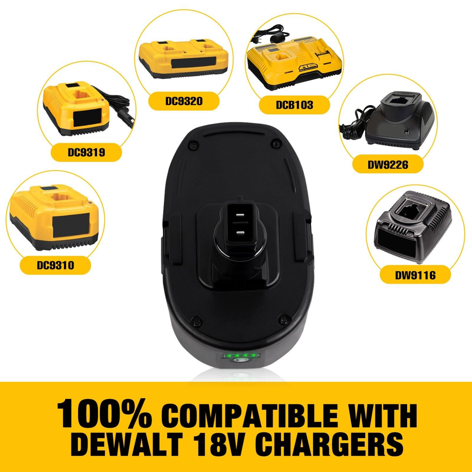 1-2Pack 18 Volt for Dewalt Battery DC9096-2 DC9098 DC9099 DW9096 DC9096 7.0Ah