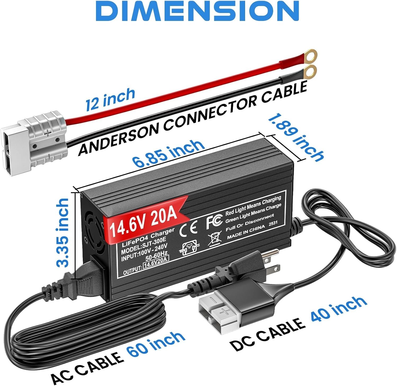 Automatic 14.6V LiFePO4 Battery Charger – Quick Connection for RV/Boat