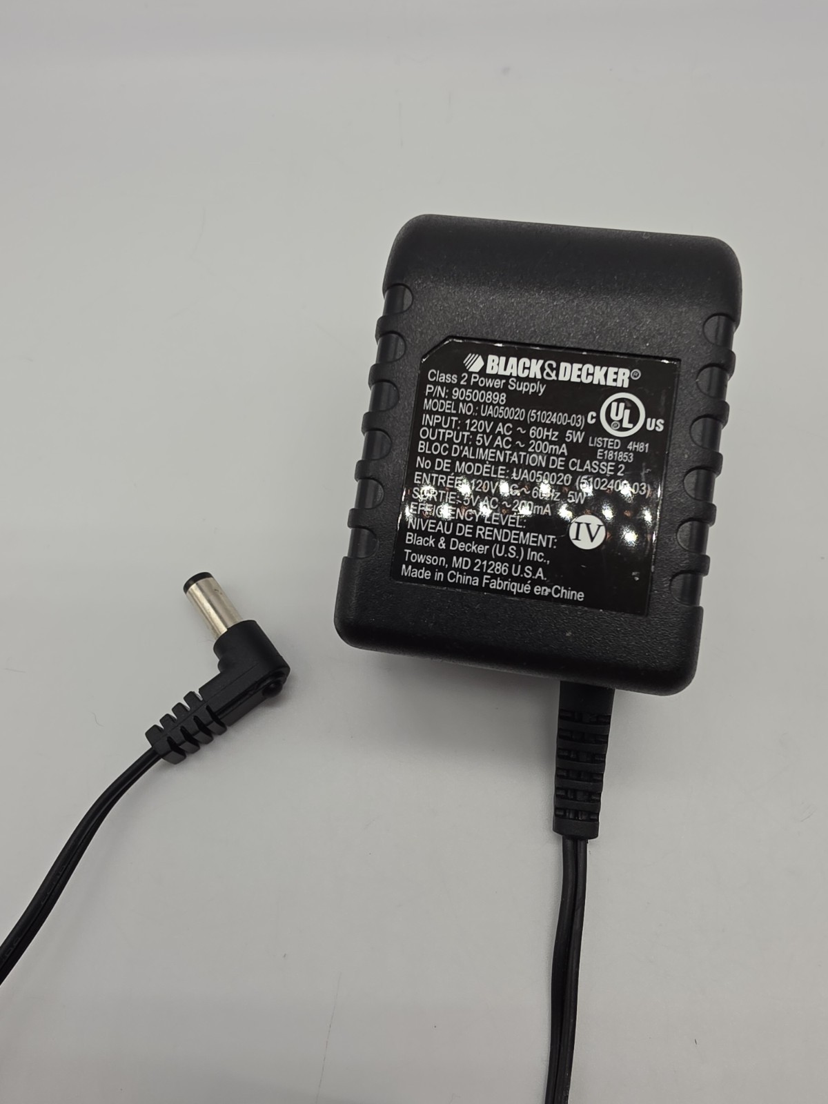 ⭐ Genuine OEM Black & Decker UA050020 90500896 5V AC 200mA AC Power Wall Adapter