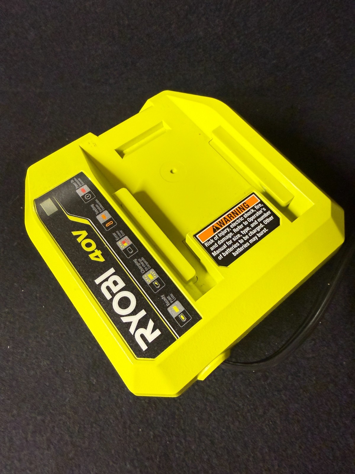Ryobi 40V Lithium Ion Battery Rapid Charger Genuine OEM OP406VNM Charger WORKS