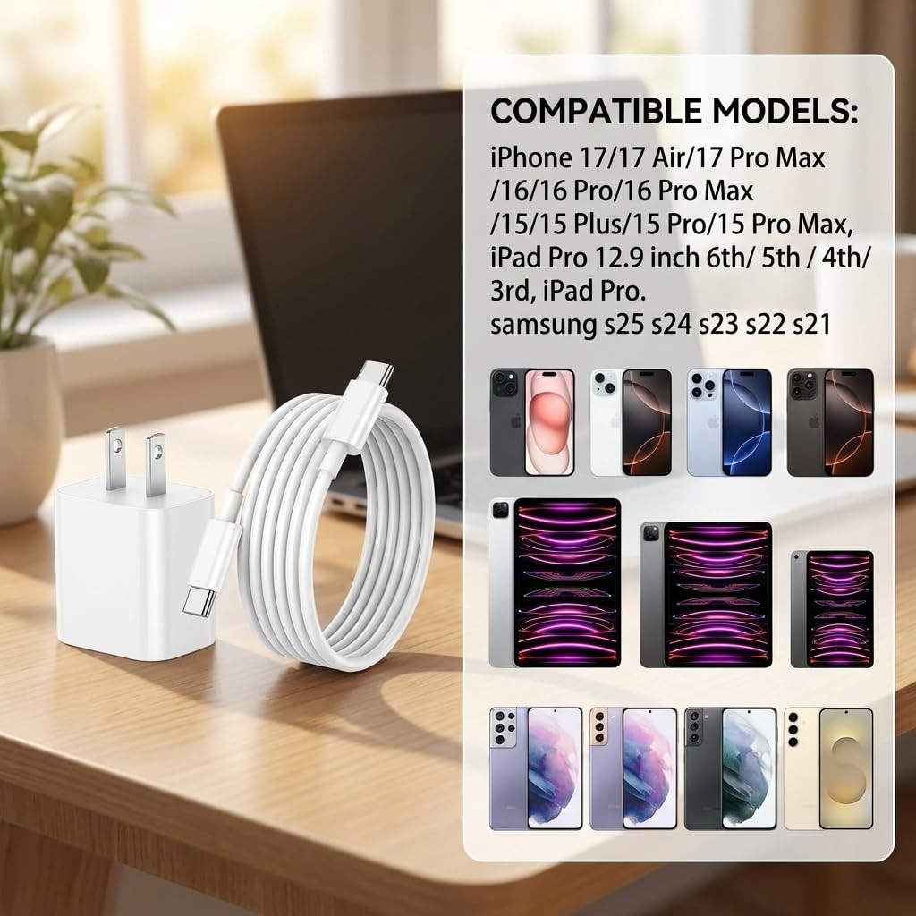 Icseio Iphone 17 16 15 Charger Charging2Pack 20W Apple Ipad Usb C Wall Chrager