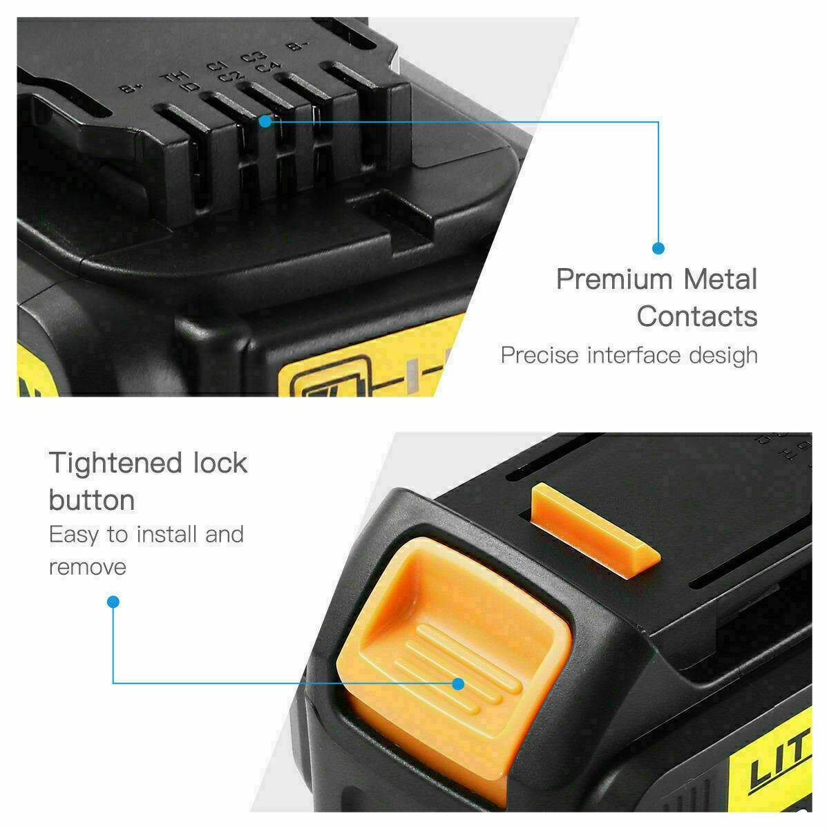 For DeWalt 20V 20 Volt Max 8.0AH 9AH Lithium Battery DCB206-2 DCB205 DCB200-2 US