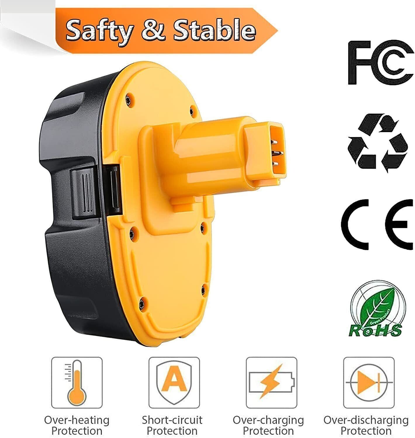 18 Volt DC9096-2 For DeWALT 18V 5.5Ah XRP NiMH Battery Pack DC9098 DW9096 DW9099