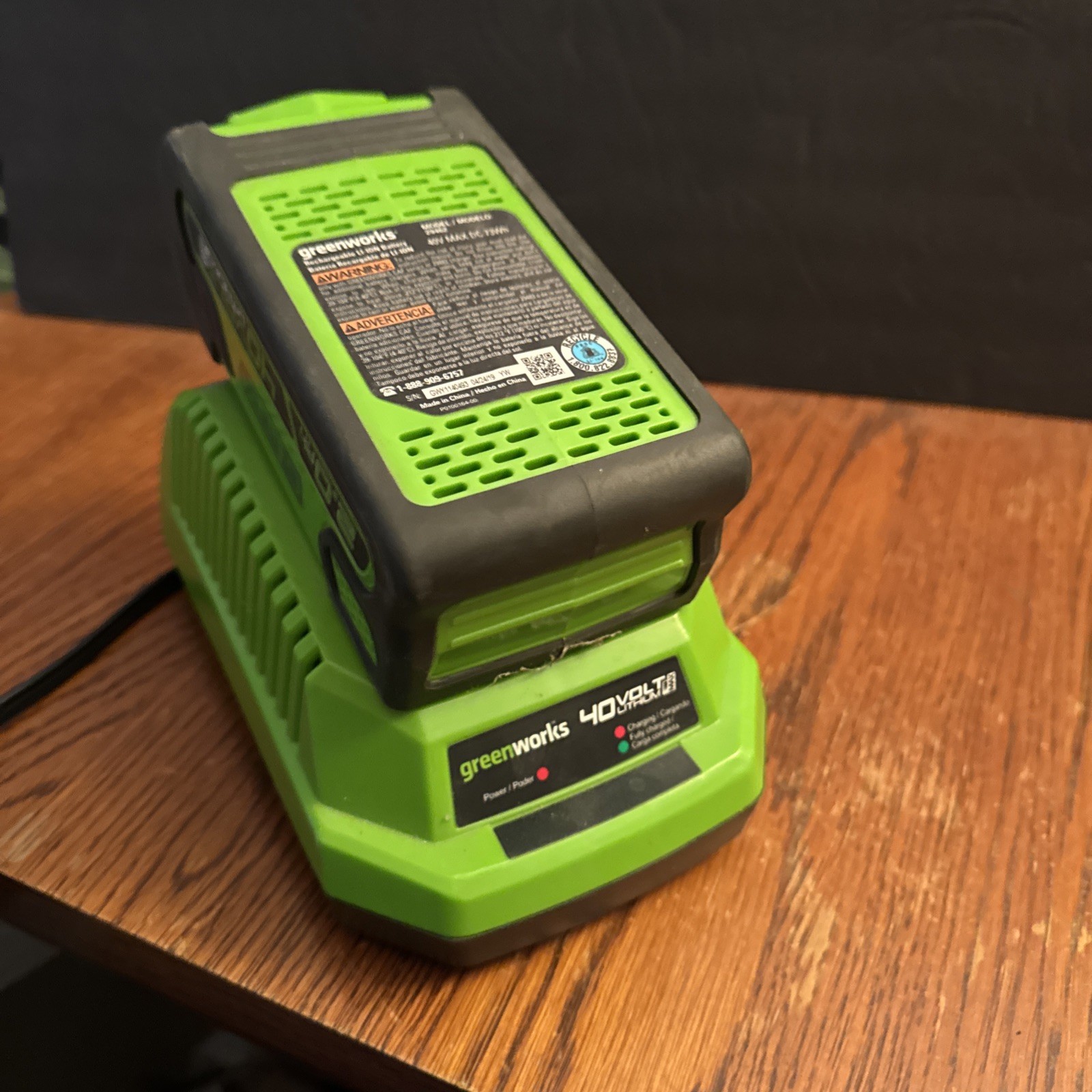 Greenworks 40 Volt OEM Battery And Charger Lithium Max Model 29482
