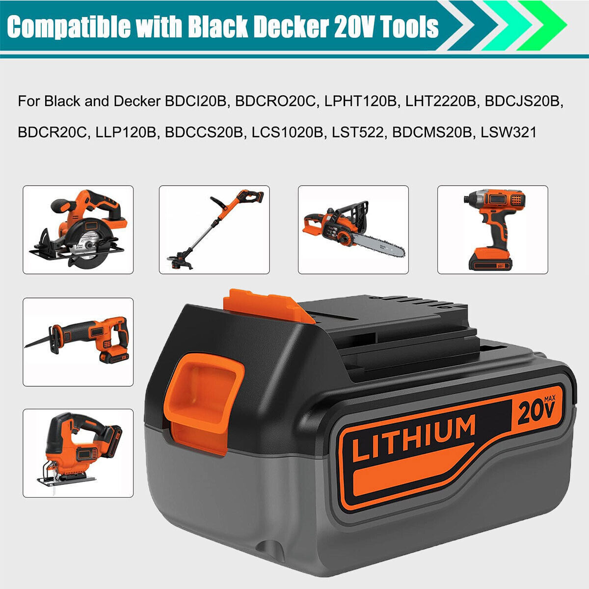 5.0Ah 20Volt LB2X4020 Battery FOR Black & Decker 20V MAX Lithium LBXR20 LBX20 US