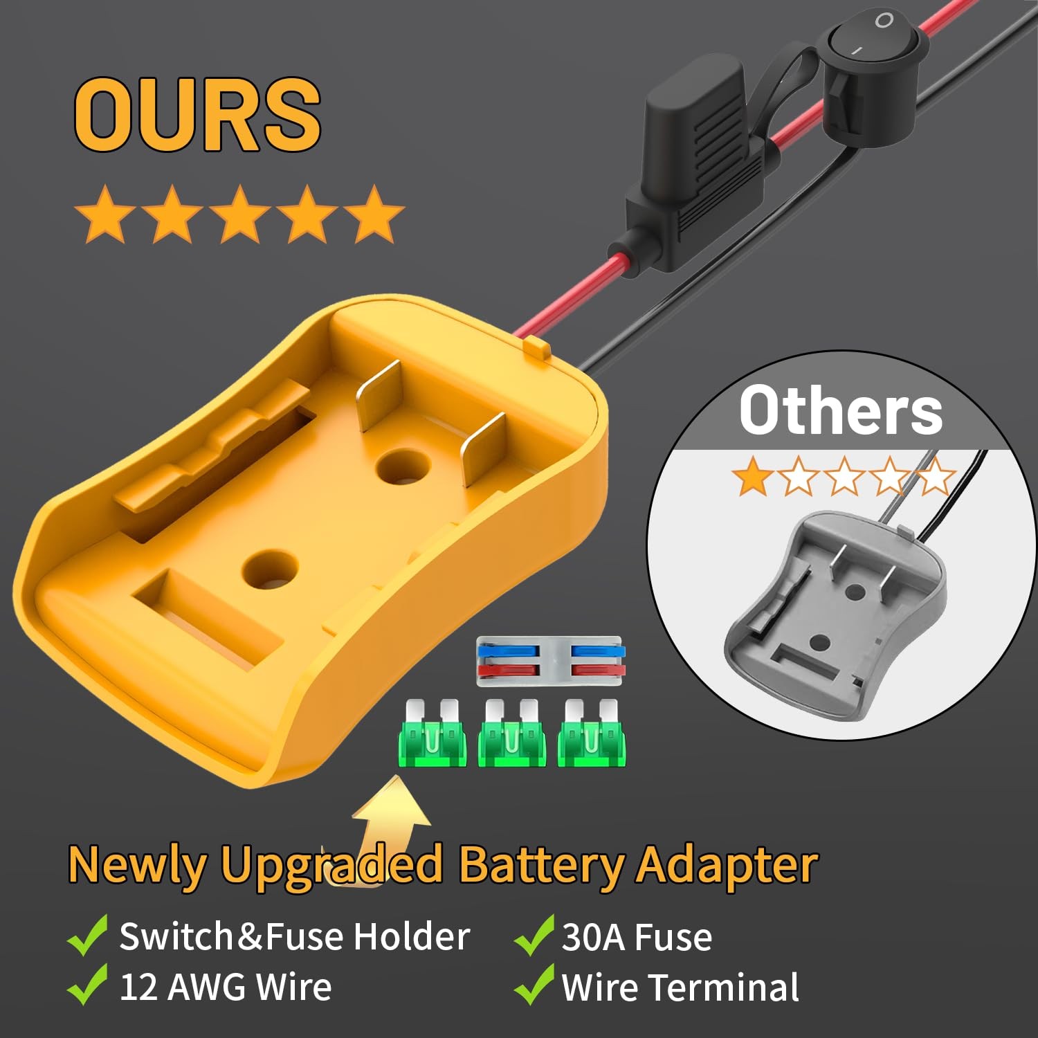 Kzreect 2 Pack for Power Wheel Adapter Compatible with Dewalt 2 Pack, Yellow