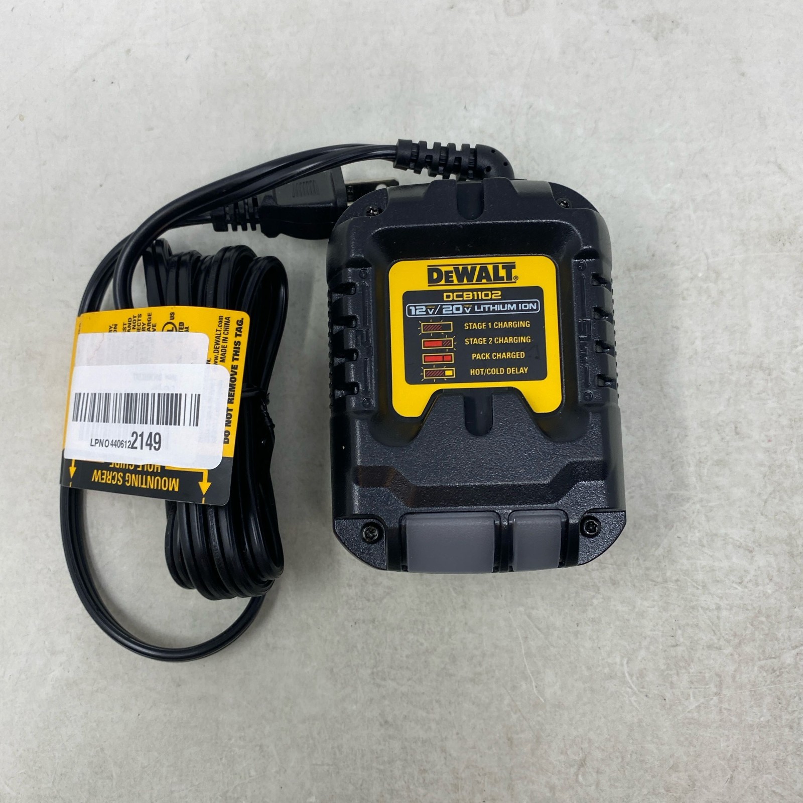 DEWALT DCB1102 12V/20V 2A Multi-Volt Charger, Black/Yellow