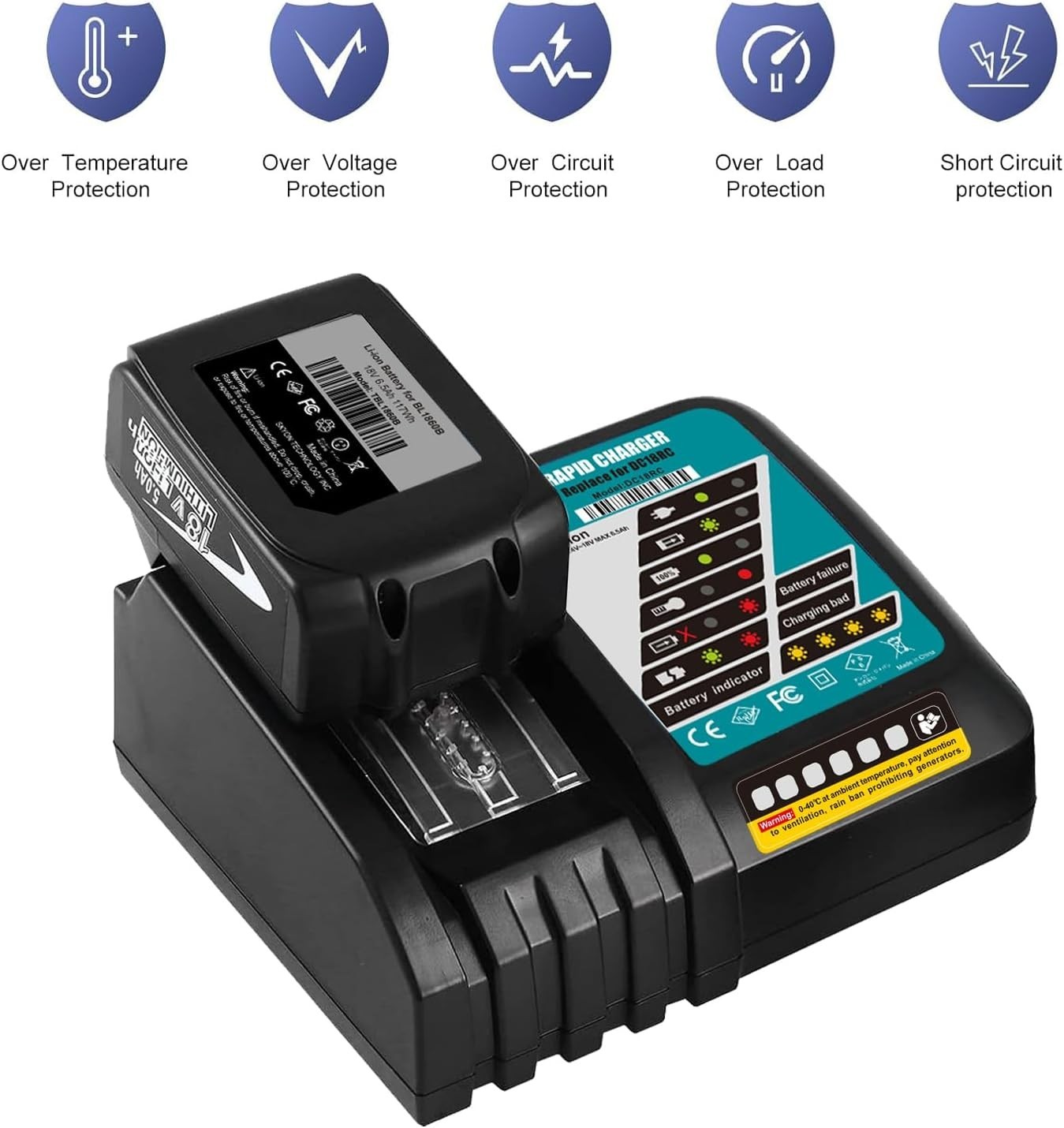 DC18RC Rapid Charger For Makita 18V Lithium ion LXT Battery BL1860 Fast Charger