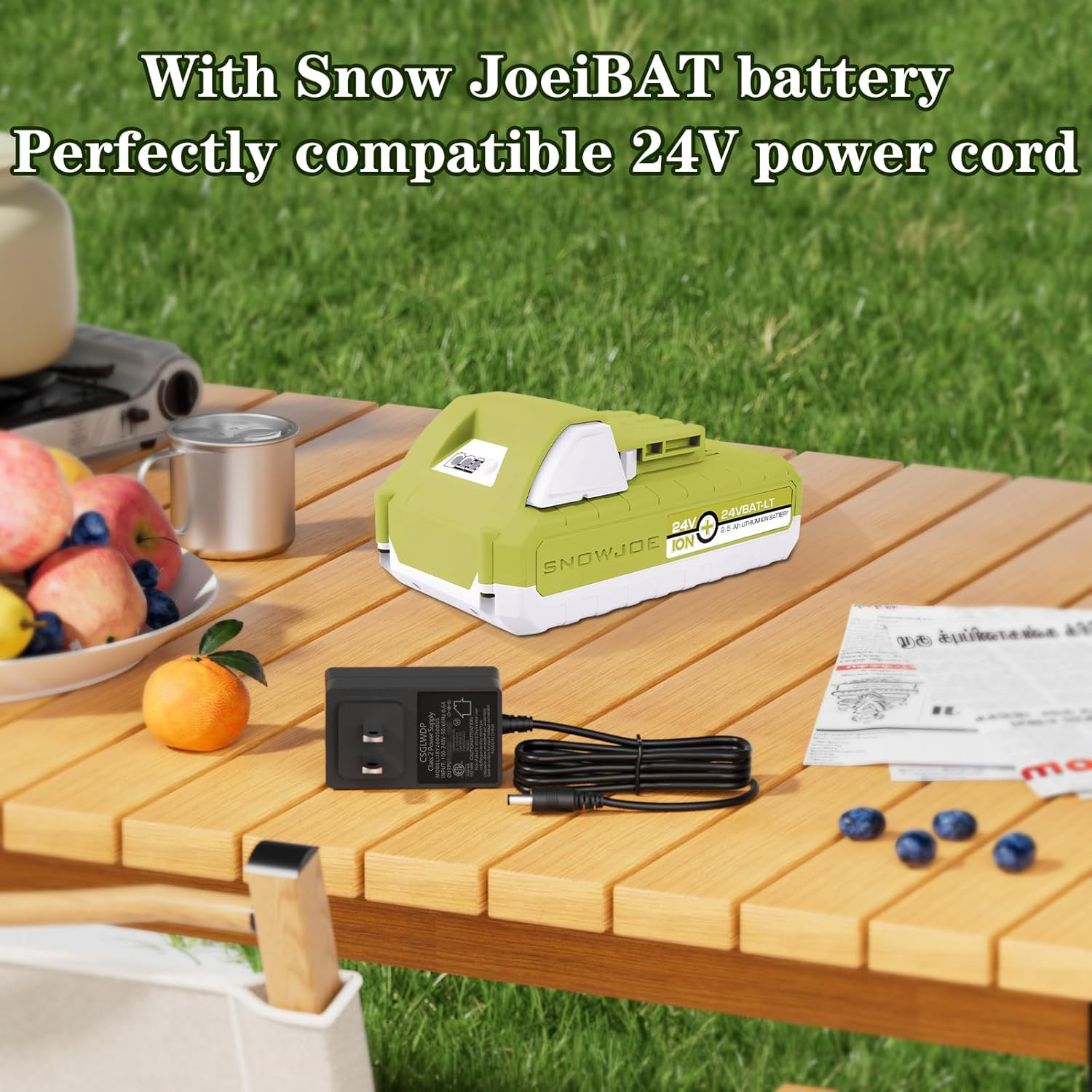 24V Quick Charger Compatible with Snow Joe&Sun Joe 24V Lithium Ion Battery