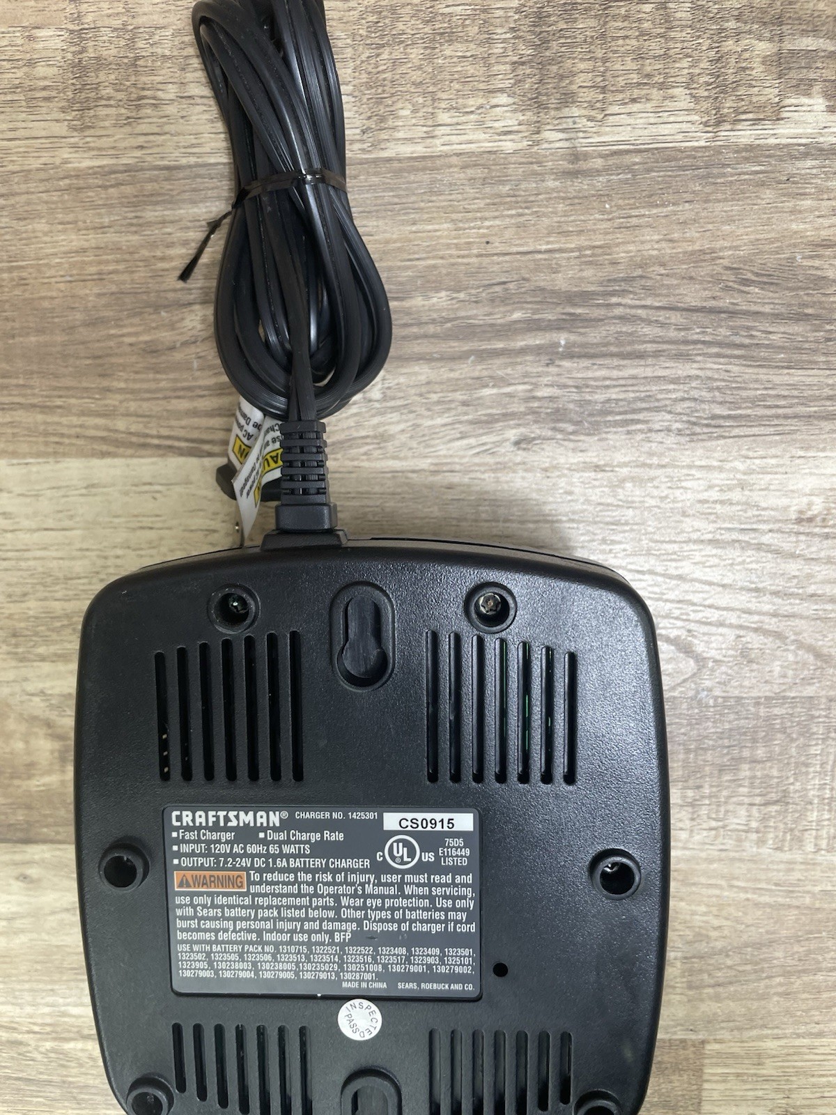 Craftsman BATTERY CHARGER OEM 1 Hour Fast 7.2V 12V 18V 19.2V 24V 1425301 Tested
