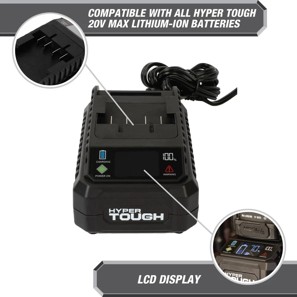 Hyper Tough Fast Charger for 20V Max Lithium-Ion Batteries