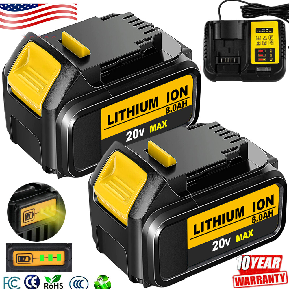 Pack For DeWalt 20V 6.0AH Max 8.0AH Lithium Battery DCB206-2 DCB205-2 DCB200