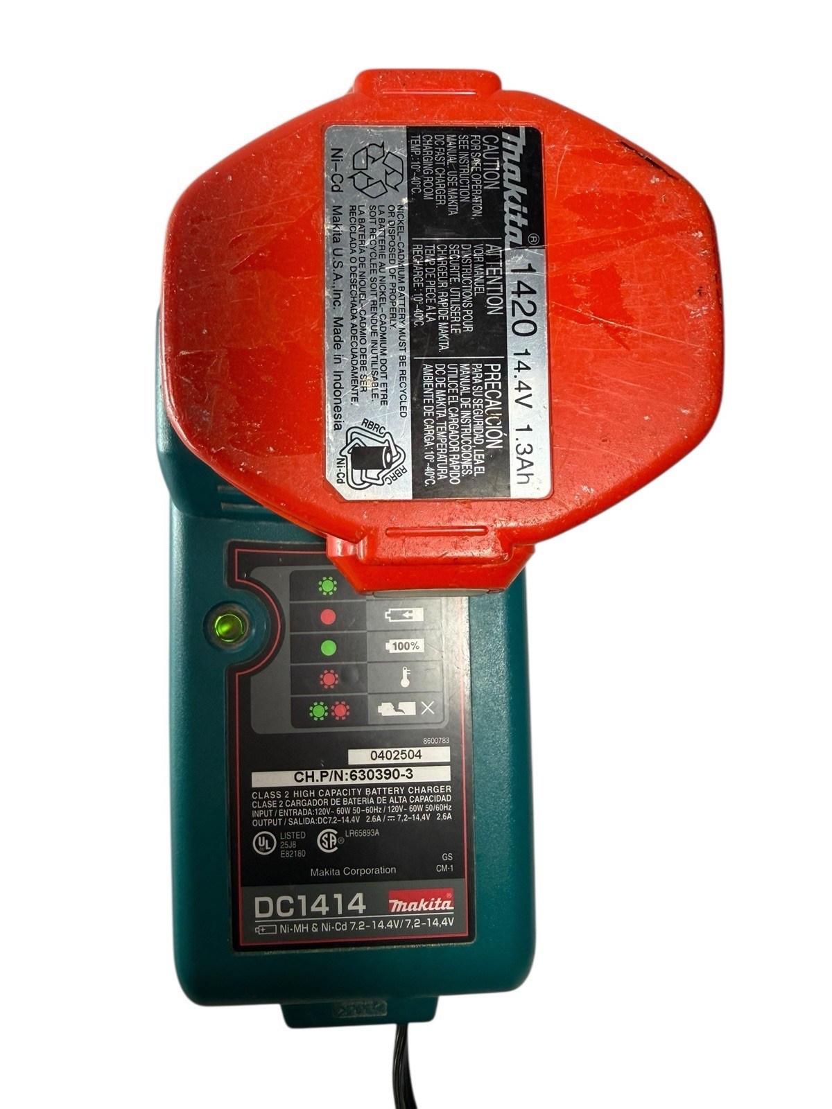 Makita battery charger DC1414T 14.4v Tested. Works. With One Battery