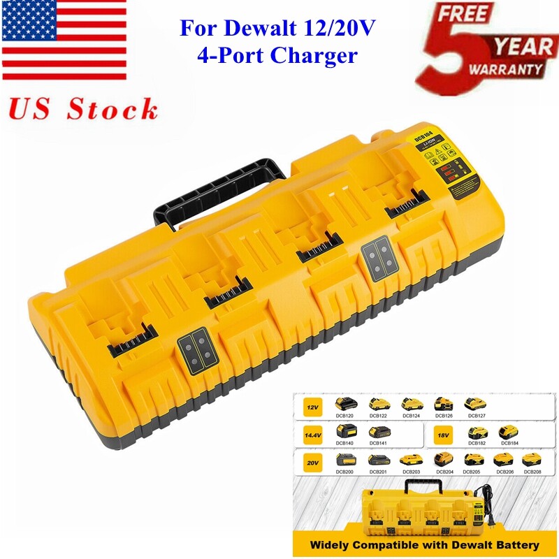1/2 Pack DCB104 Fast Charger Multiport Simultaneous For DEWALT 20V XR Battery