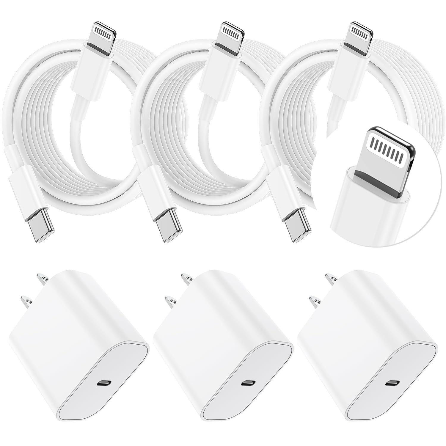Essri I Phone Charger Charging 10 Ft 3-Pack 20W Pd Usb C Charger Block 14 13