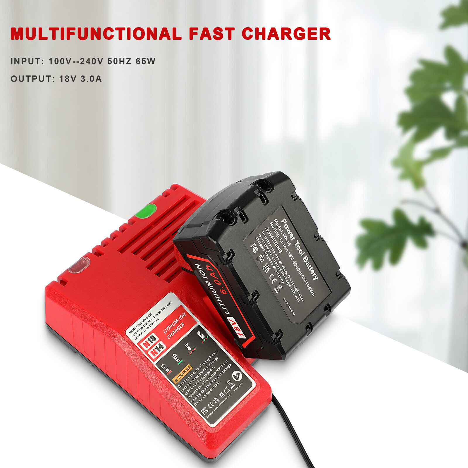 For Milwaukee for M18 18V Battery Charger 48-59-1812 Lithium 1860 48-11-1860 USA